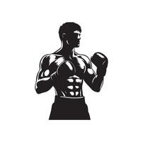 ein Boxer Stand mit Pose Silhouette Illustration vektor