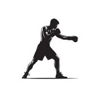 ein Boxer Stand mit Pose Silhouette Illustration vektor