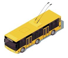 trolleybuss isometrisk färg vektorillustration. infografik för stadens kollektivtrafik. ekologiska stadstransporter. spårlös vagn. elektrisk auto 3d koncept isolerad på vit bakgrund vektor