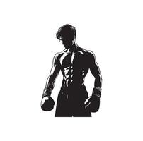 ein Boxer Stand mit Pose Silhouette Illustration vektor