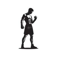 ein Boxer Stand mit Pose Silhouette Illustration vektor