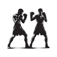 ein Boxer Stand mit Pose Silhouette Illustration vektor