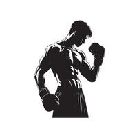 ein Boxer Stand mit Pose Silhouette Illustration vektor