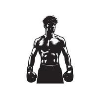 ein Boxer Stand mit Pose Silhouette Illustration vektor