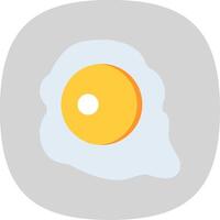 friterad ägg platt kurva ikon design vektor