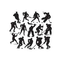 is hockey spelare silhuetter ikon logotyp illustration. vektor