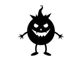 schwarz Silhouette von ein boshaft Karikatur Monster. spielerisch Teufel Figur. isoliert auf Weiß Hintergrund. Konzept von Halloween Charakter, Karikatur Schurke, gespenstisch Spaß, Kinder- Fantasie vektor