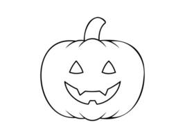 svart översikt av leende halloween pumpa. illustration. vänlig Pumpalykta. isolerat på vit bakgrund. begrepp av halloween, festlig dekor, höst firande, oktober tradition. ikon. vektor