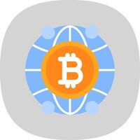 global Bitcoin eben Kurve Symbol Design vektor