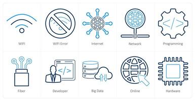 en uppsättning av 10 internet dator ikoner som wifi, wiFi fel, internet vektor