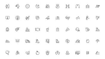 uppsättning av tunn linje livsstil och underhållning ikon uppsättning, enkel översikt ikoner samling, pixel perfekt ikoner, enkel illustration vektor