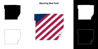 wyoming grevskap, ny york översikt Karta uppsättning vektor