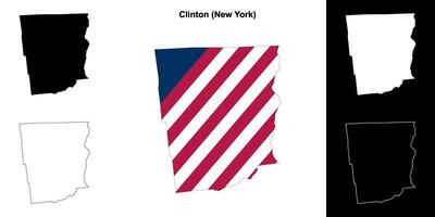 Clinton grevskap, ny york översikt Karta uppsättning vektor