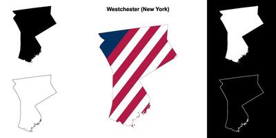 Westchester Bezirk, Neu York Gliederung Karte einstellen vektor