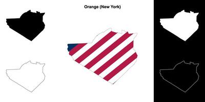 orange grevskap, ny york översikt Karta uppsättning vektor