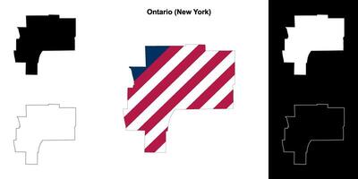 Ontario Bezirk, Neu York Gliederung Karte einstellen vektor