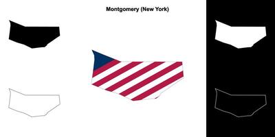 Montgomery Bezirk, Neu York Gliederung Karte einstellen vektor