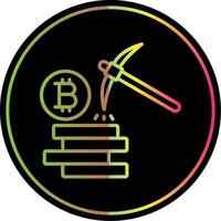 Bitcoin Bergbau Linie Gradient fällig Farbe Symbol Design vektor