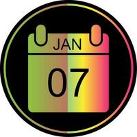 Januar Glyphe fällig Farbe Symbol Design vektor