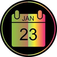 Januar Glyphe fällig Farbe Symbol Design vektor