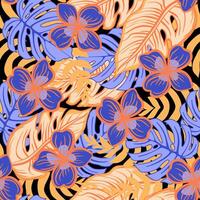 nahtlos Blumen- Muster mit tropisch Blumen und Blätter vektor