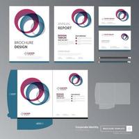 Flyer Broschüre Business Jahresbericht Cover Template Design Corporate Business Identity Ordner Digitaltechnik Unternehmen Element Schreibwaren Menschen Gemeinschaft Präsentation Arbeitsförderung Blau Rot vektor