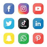 Social Media flache Icons Technologie, Netzwerk. Hintergrund-Gruppe Smiley-Gesicht-Verkauf. teilen, mögen, vektorillustration twitter, youtube, whatsapp, snapchat, facebook, instagram, tick tack, tok vektor