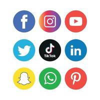 Social Media flache Icons Technologie, Netzwerk. Hintergrund-Gruppe Smiley-Gesicht-Verkauf. teilen, mögen, vektorillustration twitter, youtube, whatsapp, snapchat, facebook, instagram, tick tack, tok vektor