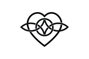 keltisk kärleksknut, sammanflätad hjärtform, evig kärlekssymbolknut. logotyp ikon alla hjärtans koncept, svart vektor tatuering isolerad på vit bakgrund