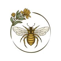 Honig Biene Hand Zeichnung Logo Design Illustration vektor