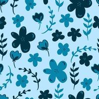 vektor sömlösa mönster blommor med löv. botanisk illustration för tapeter, textil, tyg, kläder, papper, vykort