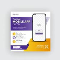 mobilapp marknadsföring sociala medier banner och webb banner mall pro nedladdning vektor