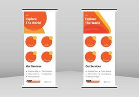 Reise-Roll-Up-Banner-Design, Reisebüro-Service-Roll-Up-Banner, Reise-Flyer-Beispiele Service-Banner-Design, Reisebüro-Werbe-DL-Flyer vektor