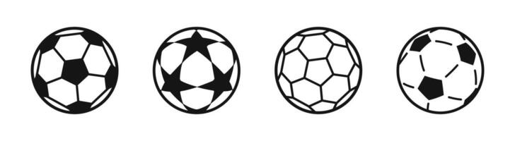 Fußball Ball Symbol Satz. Fußball Bälle Symbole. vektor