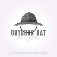 utomhus- hatt logotyp ikon design . cowboy stil årgång illustration vektor