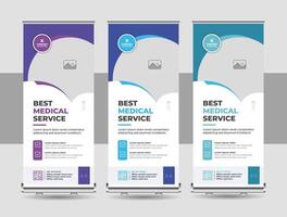 Gesundheit Pflege und medizinisch Agentur rollen oben Design, standee Banner Vorlage, minimal x Banner, ziehen oben Banner, modern medizinisch rollen oben Banner vektor