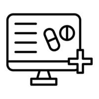 Symbol für Online-Apothekenlinie vektor