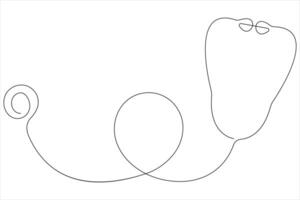 kontinuerlig ett linje konst teckning av stetoskop konst illustration vektor