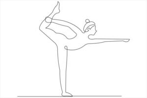 kontinuierlich einer Linie Kunst Zeichnung von Mann tun Übung im Yoga Pose Gliederung Illustration vektor