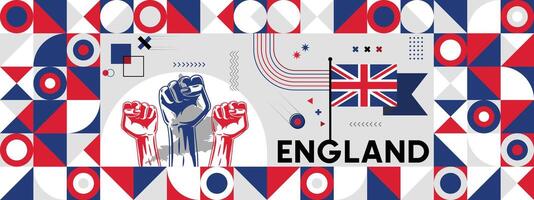 flagga och Karta av England med Uppfostrad nävar. nationell dag eller oberoende dag design för land firande. vektor