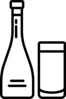 Gin Glas und Flasche Gliederung Illustration vektor
