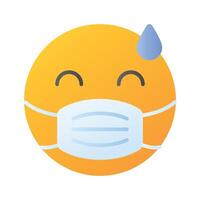 sjuk emoji design, ansikte mask på emoji ansikte vektor