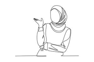 kontinuierlich einer Linie Zeichnung stilvoll und modisch Hijab Frau Konzept. Gekritzel Illustration. vektor