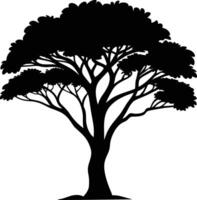 ein schwarz Silhouette von ein afrikanisch Baum vektor