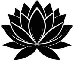 ein schwarz Silhouette Zeichnung von ein Lotus Blume vektor