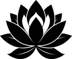 ein schwarz Silhouette Zeichnung von ein Lotus Blume vektor