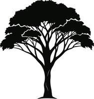 ein schwarz Silhouette von ein afrikanisch Baum vektor