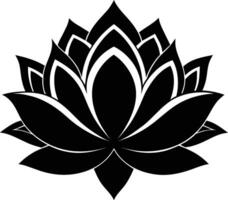 ein schwarz Silhouette Zeichnung von ein Lotus Blume vektor