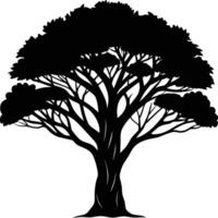 ein schwarz Silhouette von ein afrikanisch Baum vektor