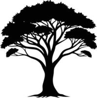 ein schwarz Silhouette von ein afrikanisch Baum vektor